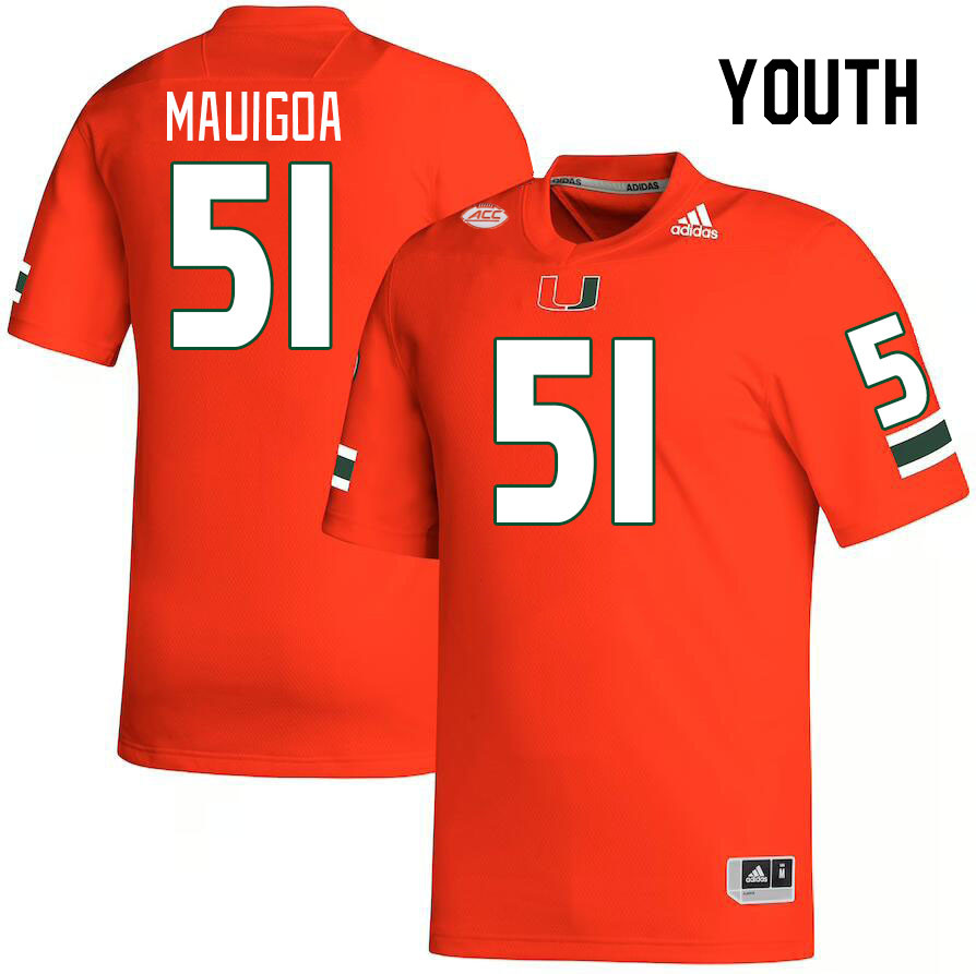 Youth #51 Francisco Mauigoa Miami Hurricanes College Football Jerseys Stitched-Orange - Click Image to Close